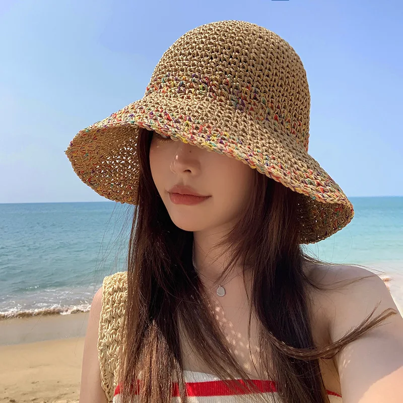 Bucket Hat Straw - Chapéu de palha para mulheres, chapéu