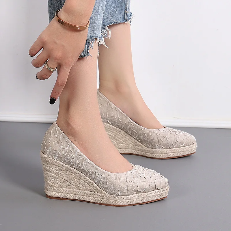 Sapatos de Salto Alto com Plat - Espadrille Slip On avaliação e preço
