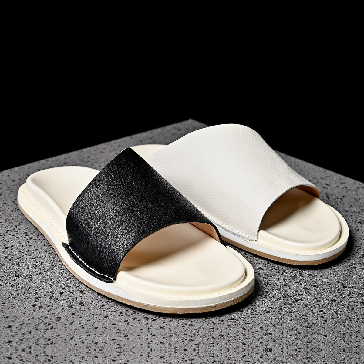 Alta qualidade macio masculino - Flip Flop Leather Men avaliação e preço